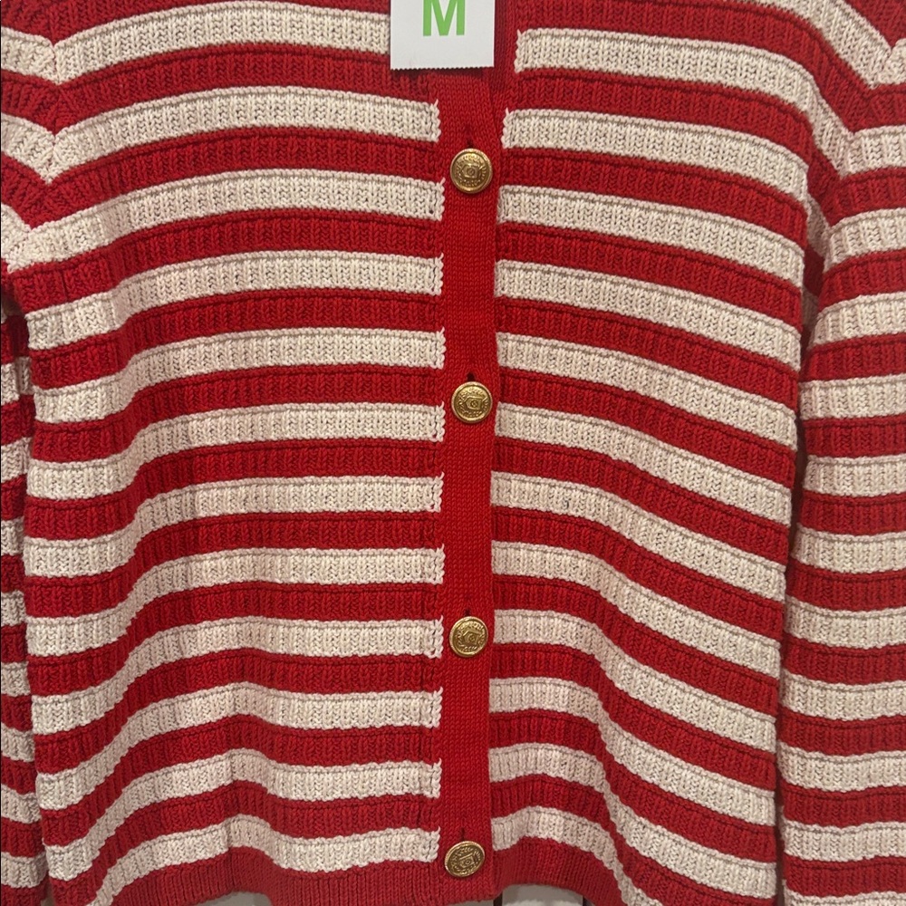 Primark Red and White Striped Cardigan Jacket - Picture 3 of 5